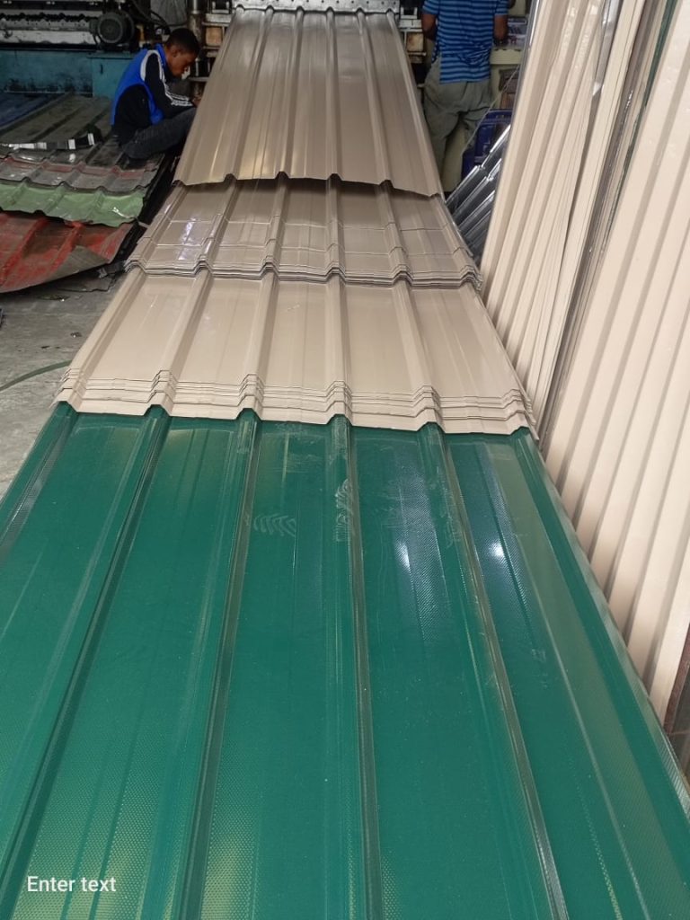 Current image: Aluminium roofing sheet installed on a building for durability and longevity